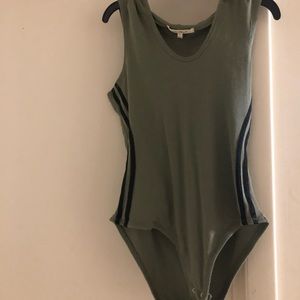 Olive green bodysuit with hood